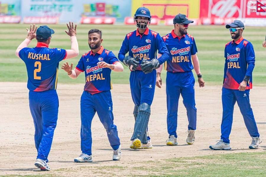 वेस्ट इण्डिज 'ए'माथि दबाब बढाउँदै नेपाल, सागर ढकालले लिए २ विकेट